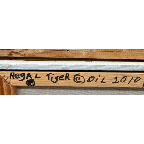 Original Oil Painting "Regal Tiger" Thelma Allison Framed on Canvas 10.5 x 13.5 - Picture 5 of 6